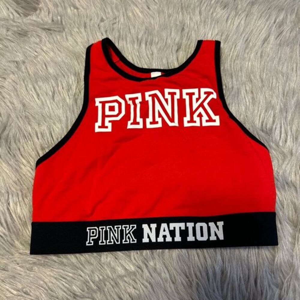 PINK Victoria's Secret Wirefree Crop Top Women Size Small AA-C Red Bra‎ Bralette